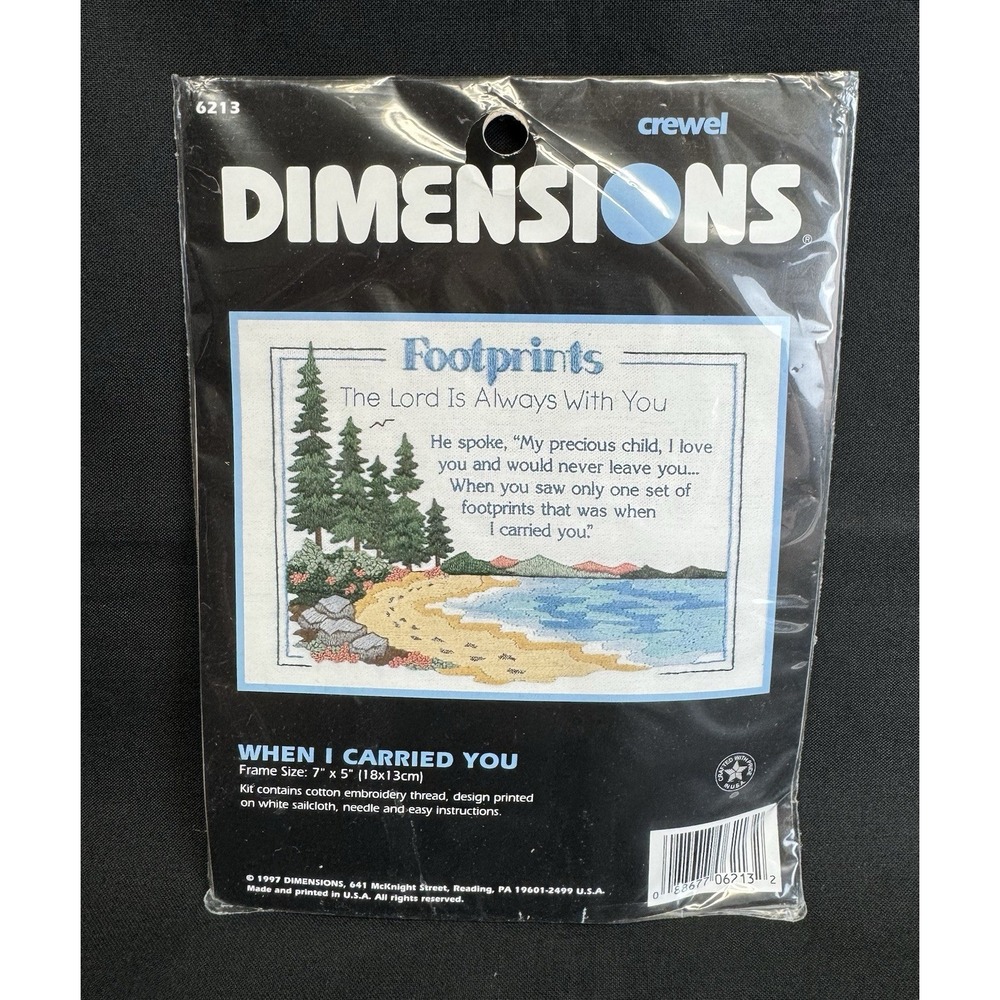 NIP Dimensions Crewel Embroidery Kit Footprints #6213 When I Carried You